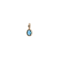 Rose gold heart pendant with blue oval and square zircon stones on white background - March Alone Pendant (Blue)