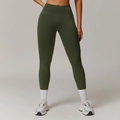 Leggings yoga verde militare a vita alta senza cuciture con controllo della pancia - S / Verde Militare Scuro