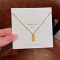 18K gold plated titanium steel necklace with rectangular yellow gemstone pendant - X379 Gold Square Yellow Stone
