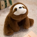 Plush sloth stuffed animal with soft brown fur and lifelike eyes in sitting pose - Sloth