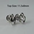Punk style stainless steel claw earrings with black and clear stones, 11.5x8mm size - NO 16
