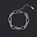 Silver stainless steel Byzantine chain bracelet with K18 engraved tag and lobster clasp - Byzantine Industrial Style (Style 6) / Silver