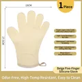 Guante de cocina de silicona beige resistente al calor con textura antideslizante - Guantes Resistentes Al Calor De Color Blanco Marfil / 120g