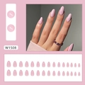 Glossy light pink almond shape press-on nails set with 24 pieces and model hand display - Taro Purple (W1508) / Glue Style (30 Pcs)