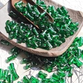 Bamboo-shaped emerald green glass beads with white and gold hand-painted details for DIY - Transparent Deep Green (Brushed 6x12mm)