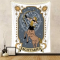 Detail of Sagittarius zodiac tapestry with moon and star symbols in a cozy home setting - Sagittarius (GT220619)