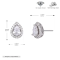 Detail view of 925 silver teardrop earrings with 5A grade zircon and exact size specs - Earrings-White