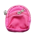 Pink canvas mini backpack coin purse with double zipper compartments on white background - Rose Gold