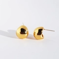 Minimalist golden teardrop earrings with a high-polished mirror finish in a modern style - Gold