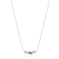 Collana in argento S925 con ciondolo geometrico in zircone colorato su una catena sottile - Argento sterling 925