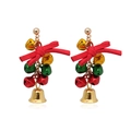 Christmas bow drop earrings with festive red, green and gold cascading bells - Bell Studs