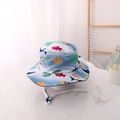Kids ocean print sun hat with colorful sea creatures and adjustable chin strap - White Orchid Fish / 54cm