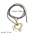 Pendentif cœur doré sur collier en cordon ciré noir avec longueur 130cm et texture métal - Style Cœur Ajouré-Or (TN3424-G)