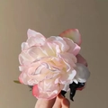 Pink and white gradient peony flower hair clip for women with realistic petal texture - Light Pink Peony Hair Claw