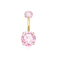 5pcs heart belly button ring set with pink zircon and golden plated finish - Gold Double Round Zircon