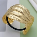 Golden leaf hair tie with metallic texture and elastic band for stylish ponytails - Style 18 (Gold Leaf Vein)
