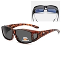 Tortoiseshell fit-over polarized sunglasses with wide temples for outdoor driving and fishing - Amber Frame Grey Lens
