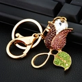 Pink tulip flower keychain with gradient rhinestones and sparkling gold metal plating - Purple Waterdrop Rose