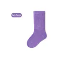 Soft dark purple ribbed cotton crew socks for kids with comfortable elastic cuff - Dark Purple