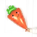 Carrot shaped foil balloon with cute cartoon smiley face for party decorations - Carrot