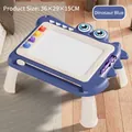 Dinosaur shaped magnetic drawing board for kids in blue with stamps and detachable legs - Large Dinosaur Themed Board With Legs - Blue