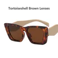 Gafas de sol retro cuadradas de carey con lentes marrones y patillas color crema - Carey Lente Té