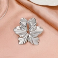 Retro matte silver flower stud earrings with oversized irregular five-petal design - Five-Petal Flower Shape Silver (7549)