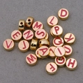 Pink and gold DIY alloy alphabet charms with double-sided enamel finish for jewelry making - Alphabet Set (DY147) / Set of 26 / Style 4 Rose Red