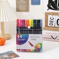 24 colors dual tip watercolor markers set with brush and fine points in a clear case - 24 Colors Set