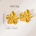 Gold Brushed Five-petal Flower Earrings ZJGE0929