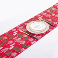 Christmas table runner with red pine tree print on linen fabric for festive dining decor - Red & Green Christmas Tree