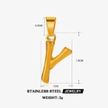 Golden stainless steel letter Y pendant with bamboo texture and 1.9cm height - Letter Y / Gold