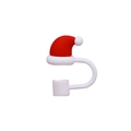 Christmas Santa hat straw cover in red and white silicone for 10mm tumbler straws - Christmas Hat / 8mm