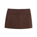 Classic dark brown mini skirt for women with a smooth finish and a tailored waistline - XS / Coffee