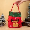 Red Christmas felt gift bag featuring a 3D reindeer motif with forest green accents - Reindeer