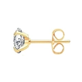 Detail of 316 stainless steel stud earring with 4-prong round zircon and butterfly back - Gold / 3mm