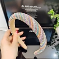 Detail of colorful rhinestone headband with rainbow sparkles and soft inner padding - 2.5cm Stripe Rhinestone Padded Headband [Colorful Stripe]