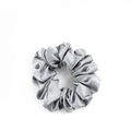 Elegant 100% mulberry silk scrunchie in grey satin finish with soft luster - 4.5cm/19 Momme / Water Grey