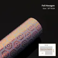 50x70cm light blue gift wrapping paper with orange metallic hexagonal foil pattern - Gold Foil Hexagon on Silver