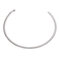 Sleek silver flat snake bone chain necklace with polished herringbone texture and lobster clasp - 6mm Medium / Steel