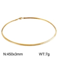 Flat 3mm golden herringbone snake chain necklace in polished stainless steel finish - Smooth Thin Style (KN107115-Z)