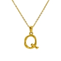 18k gold plated stainless steel necklace with textured bamboo style letter Q pendant - Letter Q(Q)