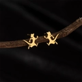 Goldene Tier-Ohrstecker aus Edelstahl in niedlicher Mungo-Silhouette-Form - Laufender Hund / Gold