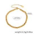 Bracciale a sfere in acciaio inossidabile dorato con perline a rilievo e chiusura regolabile - Bracciale di Perle Texture Dorate / 16.5+6cm / Oro
