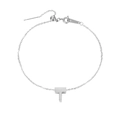 Adjustable stainless steel chain anklet with personalized silver letter T pendant - Letter T / Silver