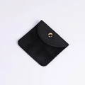 Square black plush jewelry pouch with a gold metallic snap button for storage - Velvet Style (Black) / 8x8cm