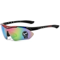 Sport sunglasses with colorful gradient lenses and black half-frame for outdoor cycling - Red Frame Iridescent Lens