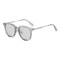 Occhiali poligonali grigio trasparente con aste in metallo argento in stile moderno - Occhiali da sole / Montatura Grigia Lenti Grigie C8