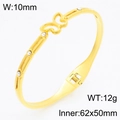 Elegante bracciale a forma di farfalla in acciaio al titanio placcato oro 18K - Stile Farfalla Cava con Strass (KB210752-KSZ)