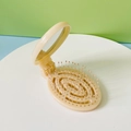 Portable cream yellow folding hairbrush with integrated mirror and massage air cushion - Beige